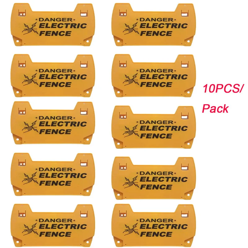 10PCS Electric Fence Warning Sign Farm Home Livestock Plastic Double Sided For Poly Rope Tape Safe Signs Caution Warning Sign