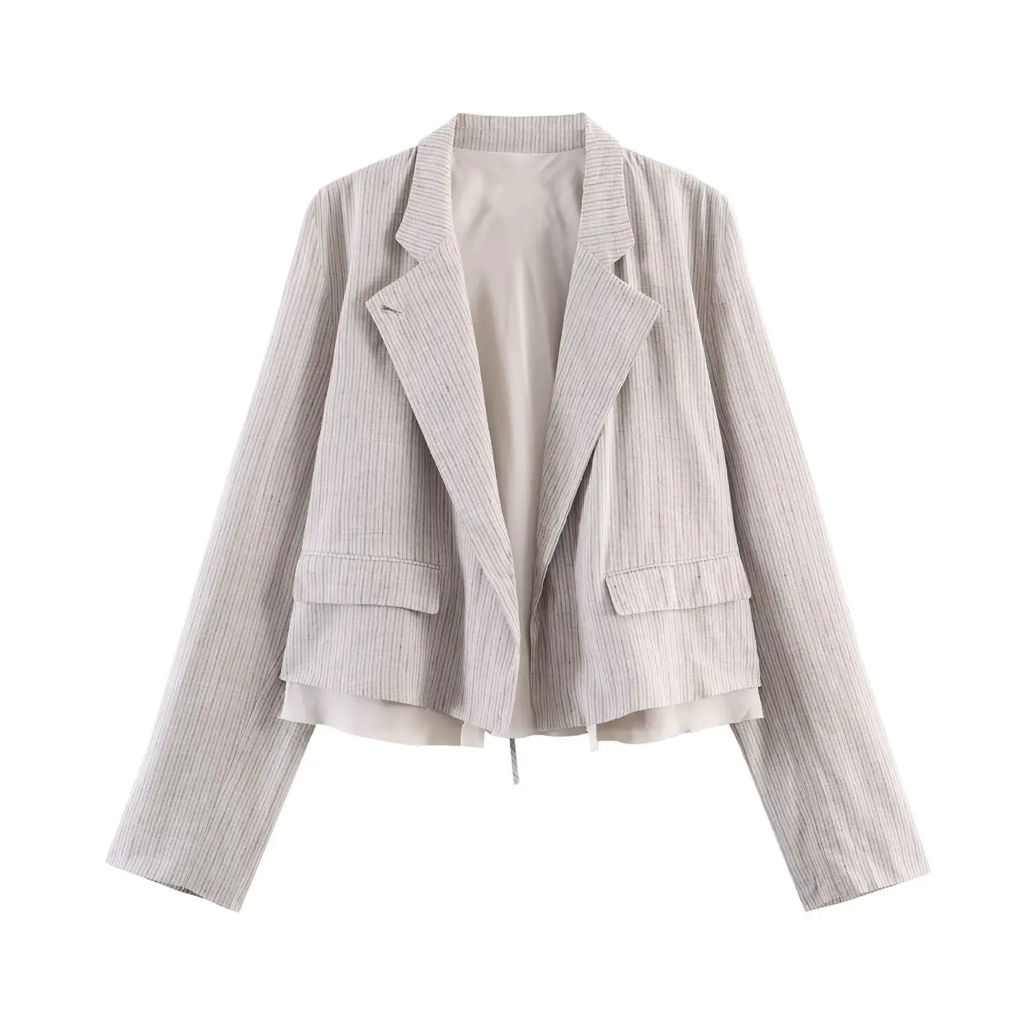 Cross-Border Mixed Fiber Striped Suit Jacket And Pants Set Women's Fashion Casual Wear Organic Cotton Universal Fit