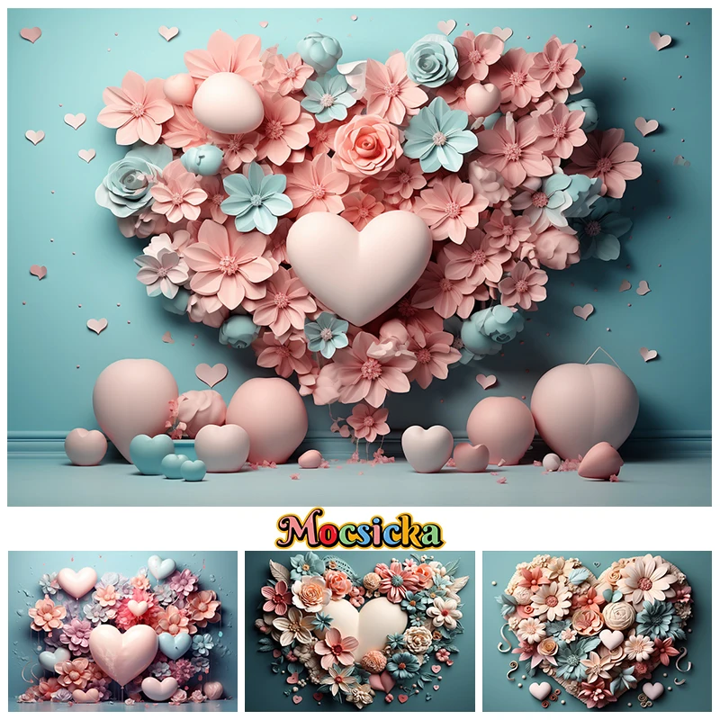 Mocsicka عيد الأم خلفية التصوير الفوتوغرافي الوردي زهرة القلب زينة الحفلات الكبار فتاة الأمومة صور خلفية استوديو الدعائم