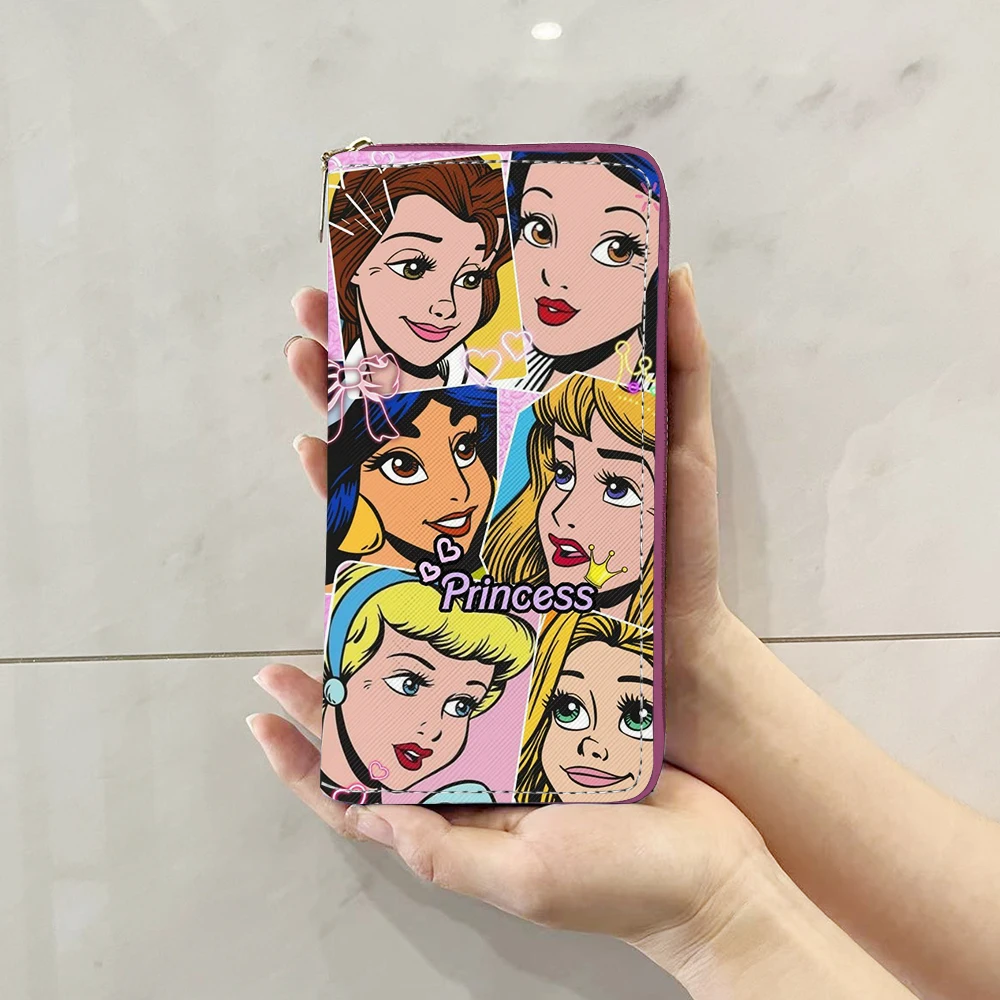 Disney-maletines de Anime de princesa Bella bestia, Cartera de dibujos animados con cremallera, monedero informal, monederos, bolso de almacenamiento para tarjetas, regalo Unisex