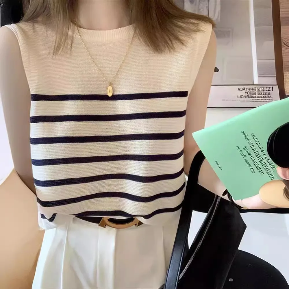 WinvyNee Summer Women 100% Cotton Striped Camis White Black Vest O Neck Tops Basic Clothes Casual Tank Women Pullover C1002005