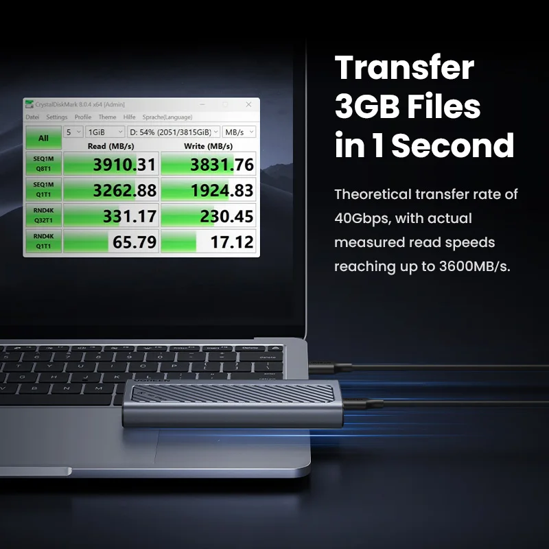 Imagem -02 - Ugreen-anti-drop M.2 Ssd Case para Macbook Nvme com Ventilador de Refrigeração Thunderbolt 3.2 3.1 40gbps