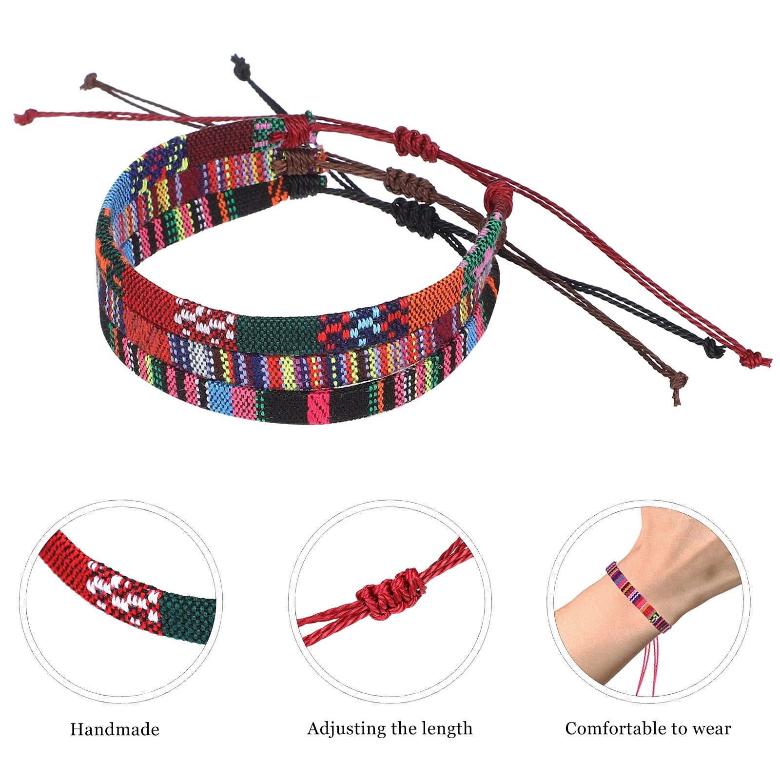 

12 pcs Woven Anklets Bohemian Style Ethnic Adjustable Beach Summer String Bracelets For Women Men Cotton Linen