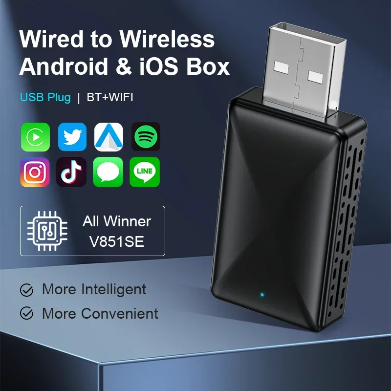 

FLIXIVI Android Auto Wireless Adapter Carplay AI Box Car OEM Wired Android Auto To Wireless USB Dongle for Toyota Volvo