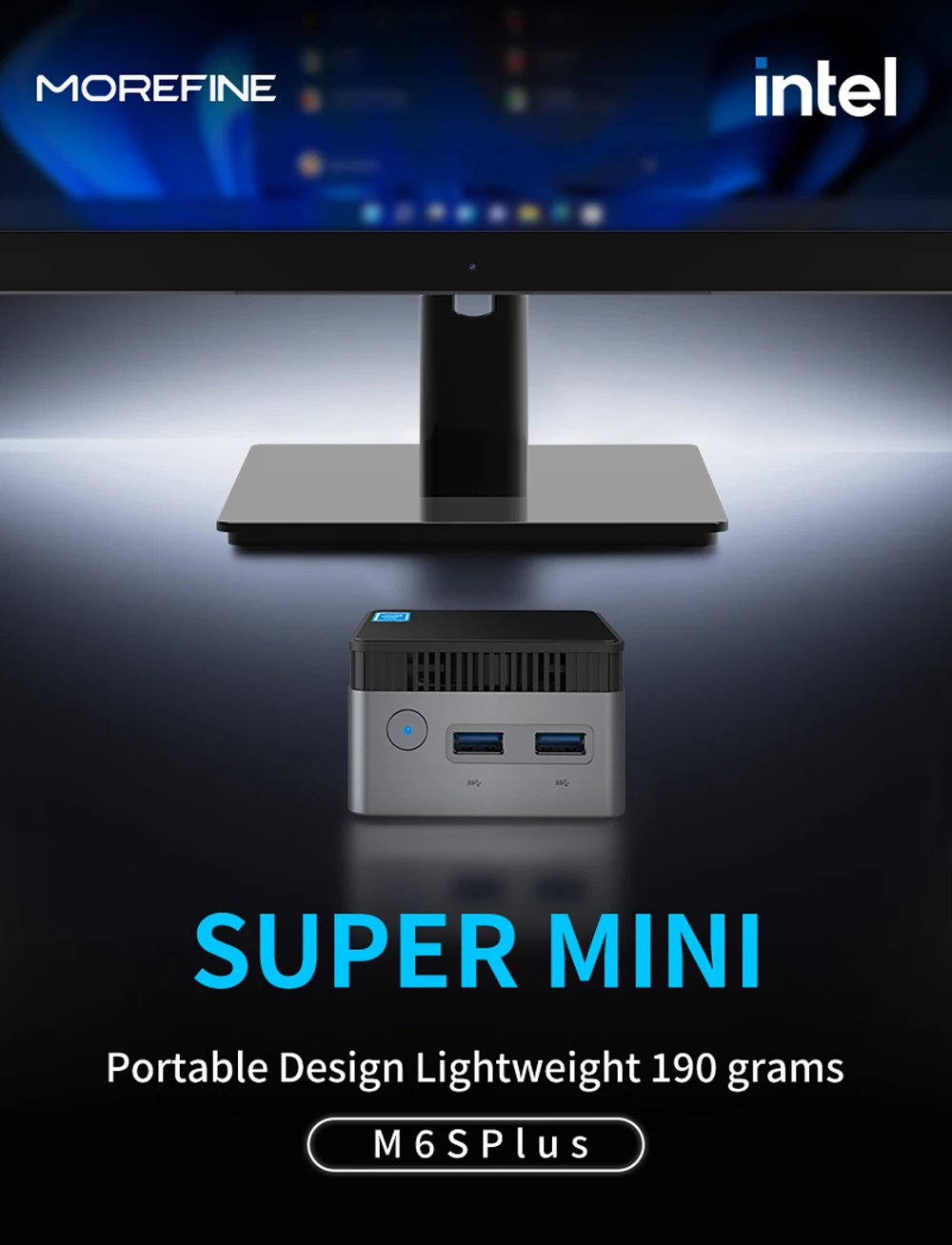 MOREFINE M6S M6Splus Pocket Mini PC Intel Celeron N5095 N100 N150 8G/12G Dual HD Type-C USB3.2 Windows Desktop Computer RJ45