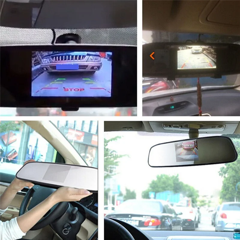 

# 695T 4,3-дюймовый зеркальный дисплей заднего вида, автомобильный HD ЖК-экран, DVD-дисплей, камера заднего вида, автомобильные аксессуары (черный)