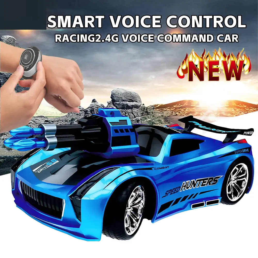 Children's Electric RC Car Toys New Style Remote Radio Watch Voice Control Intelligent Programming Bullets Shooting Car Toys