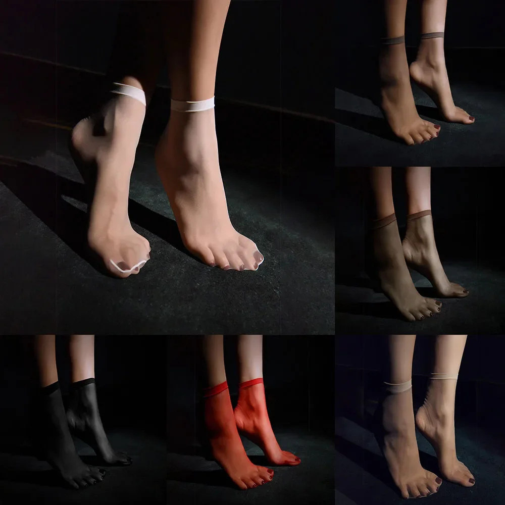 Short Stockings Women Socks Daily Leightweight Nylon Sexy Sheer Solid Transparent Ultra-thin 3 Pairs Accessories