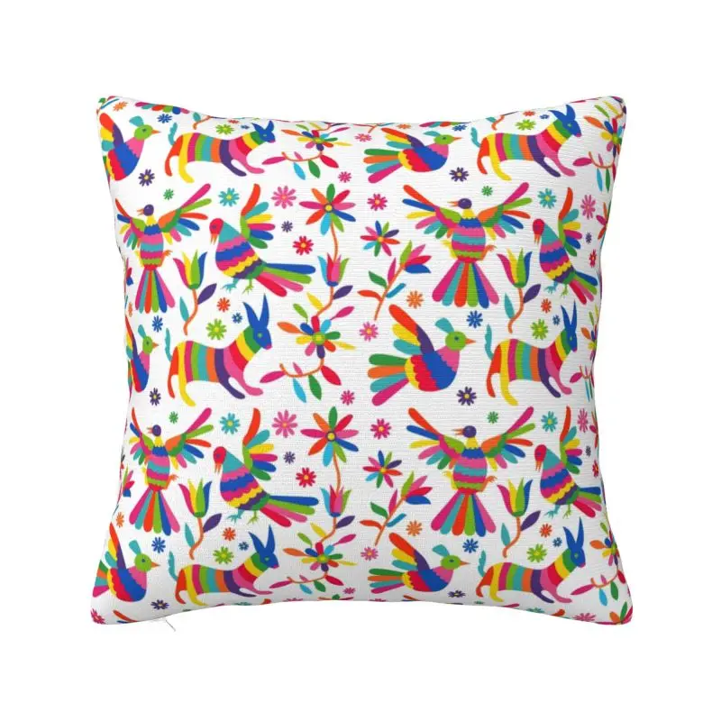 Custom Otomi Mexican Art Craft Folk Texture Modern Throw Pillow Cover Home Decorative Mexico Flowers Chair Cushion