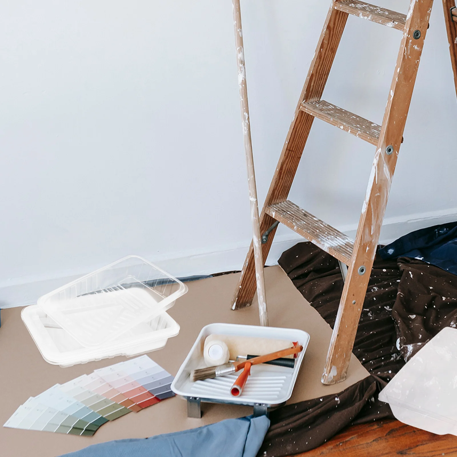 

4Pcs Paint Tray Liner Replacement for Plastic Paint Tray - Semi Transparent Design Fits Most Roller Brush Trays Easy Clean Wall