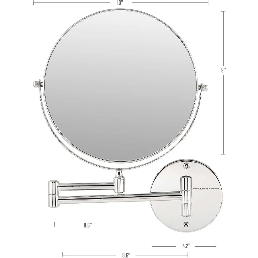 9 Specchio per trucco da parete con ingrandimento 1X 7X Design bifacciale per vanità da bagno Braccio girevole regolabile a 360° Extenda