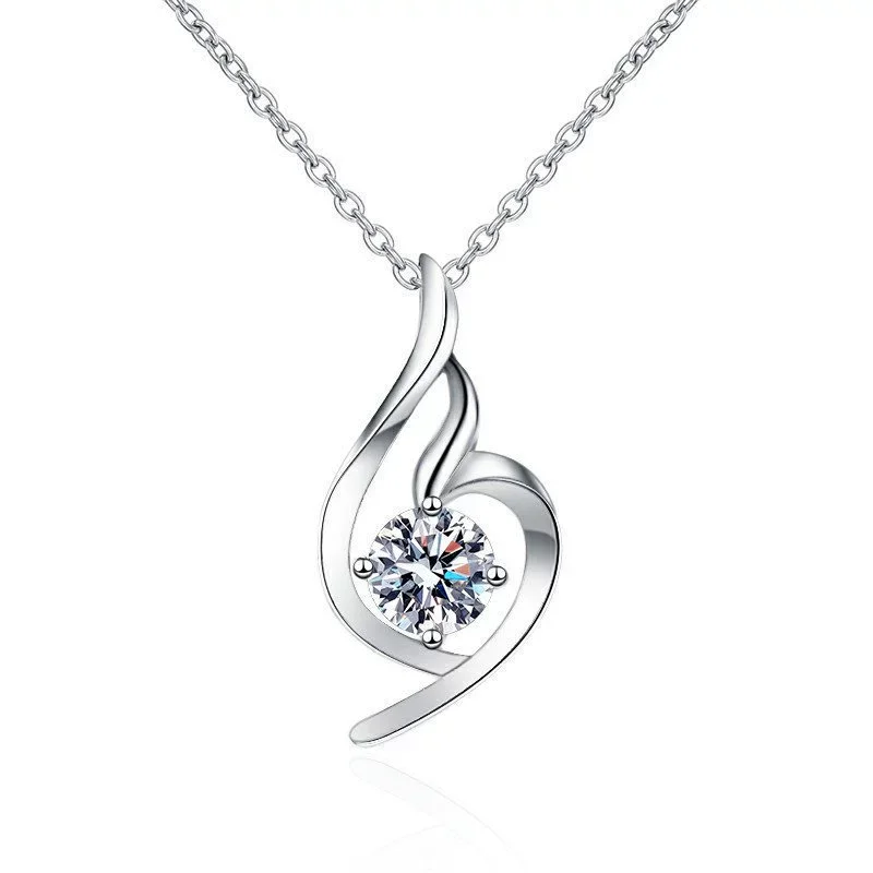 

ZFSILVER модное модное серебро s925 роскошное 1 карат муассанит дизайн угловое крыло ожерелье женские аксессуары вечерние ювелирные изделия подарок XMZ047
