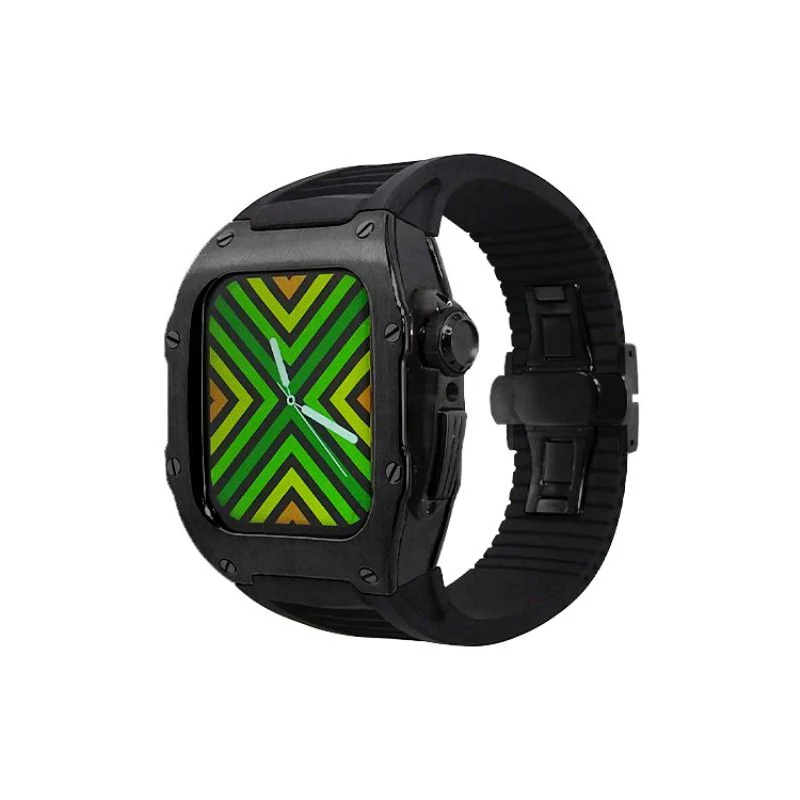 Luxo Metal Watch Case, pulseira Fluororubber para Apple Watch, iWatch Series, 41mm