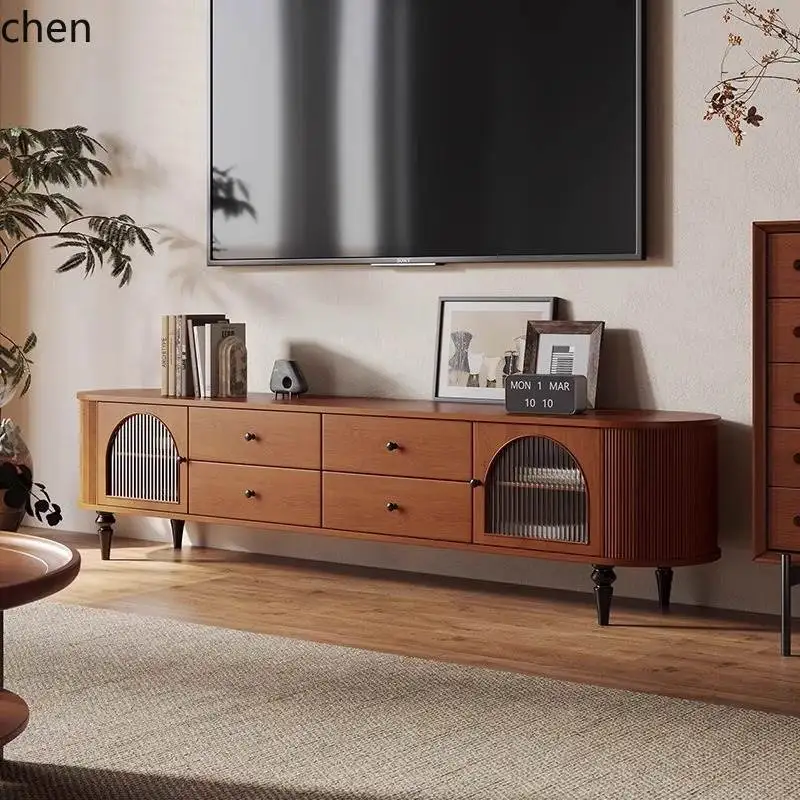 

ZML TV Cabinet Solid Wood Retro Living Room Household Pure Solid Wood Floor Cabinet Bedroom TV Cabinet