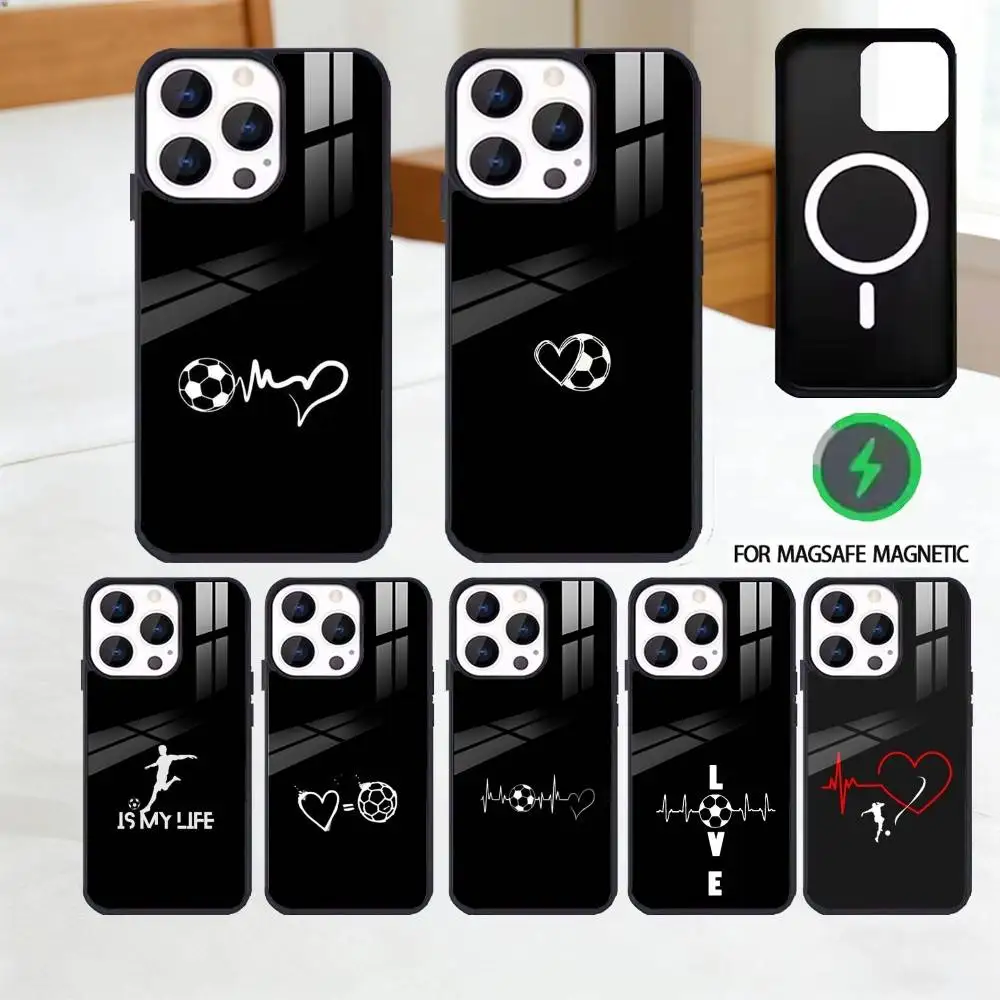 

Soccer Heartbeat Phone Case For iPhone 17,16,15,14,13,12,Plus,Pro,Max for Magsafe Magnetic Wireless Charging