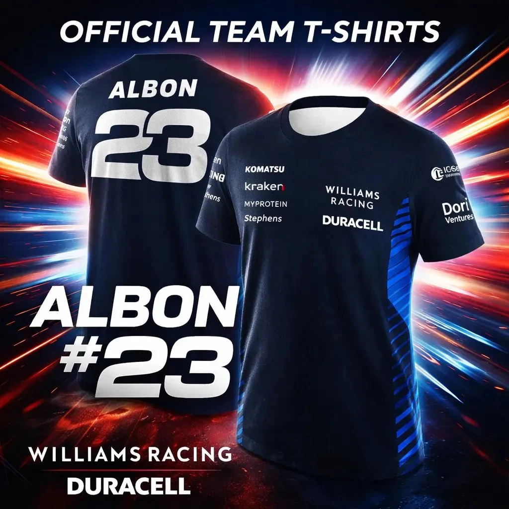 Camiseta de Carreras Alex Albon 23 Williams 2026, Camiseta Deportiva Casual de Verano para Hombre, Transpirable y Cómoda