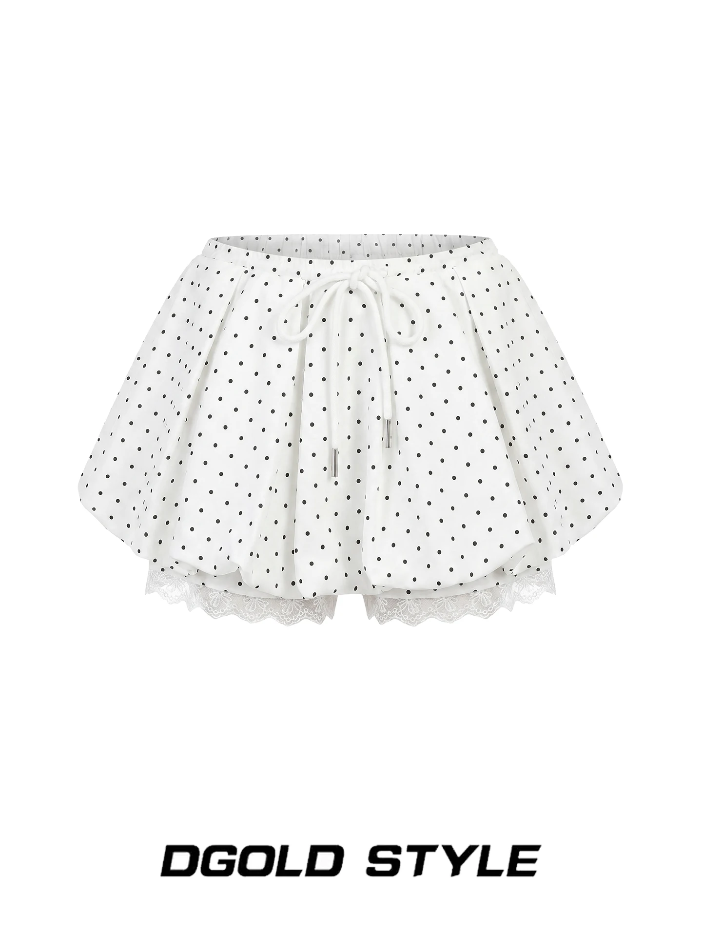 

White Little Fish Sweet Cool Summer Polka Dot A-Line Skirt Women's Half-length Anti-exposure Flower Bud Skirt