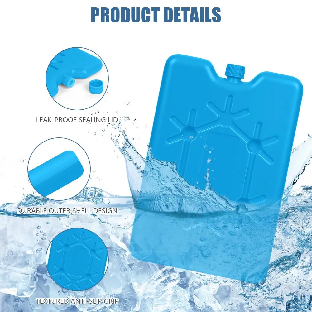 2-10pc Reusable Ice Packs Portable Cooling Pack Long-lasting Freezer Cooling Water Fill Box for Fresh Food Storage Refrigeration