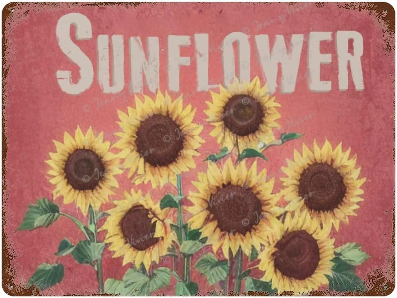 Sunflowers Retro Vintage Metal Tin Bar Sign, Decorative Wall Art Signage, Primitive Farmhouse Country Kitchen Home