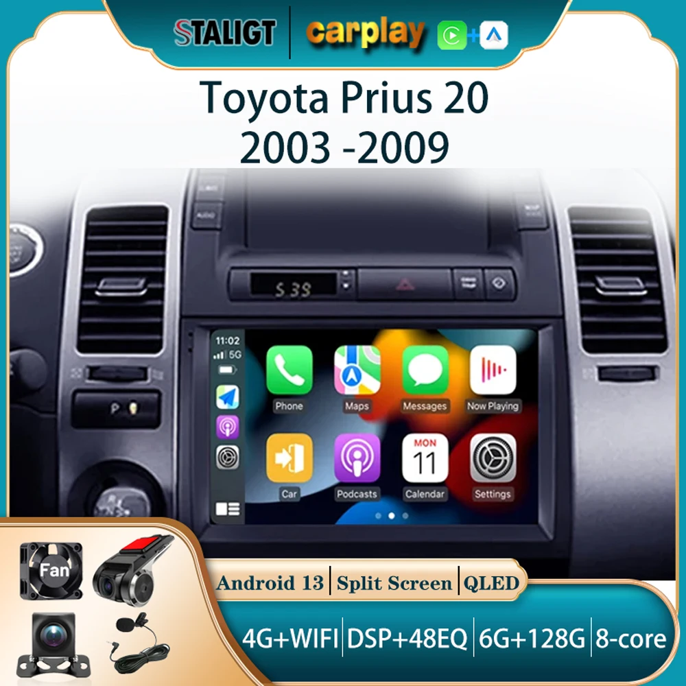 

Carplay Autoradio For Toyota Prius 20 2003 2004 2005 2006 2007 2008 2009 2Din Android Multimedia Player Android 13 Player Auto