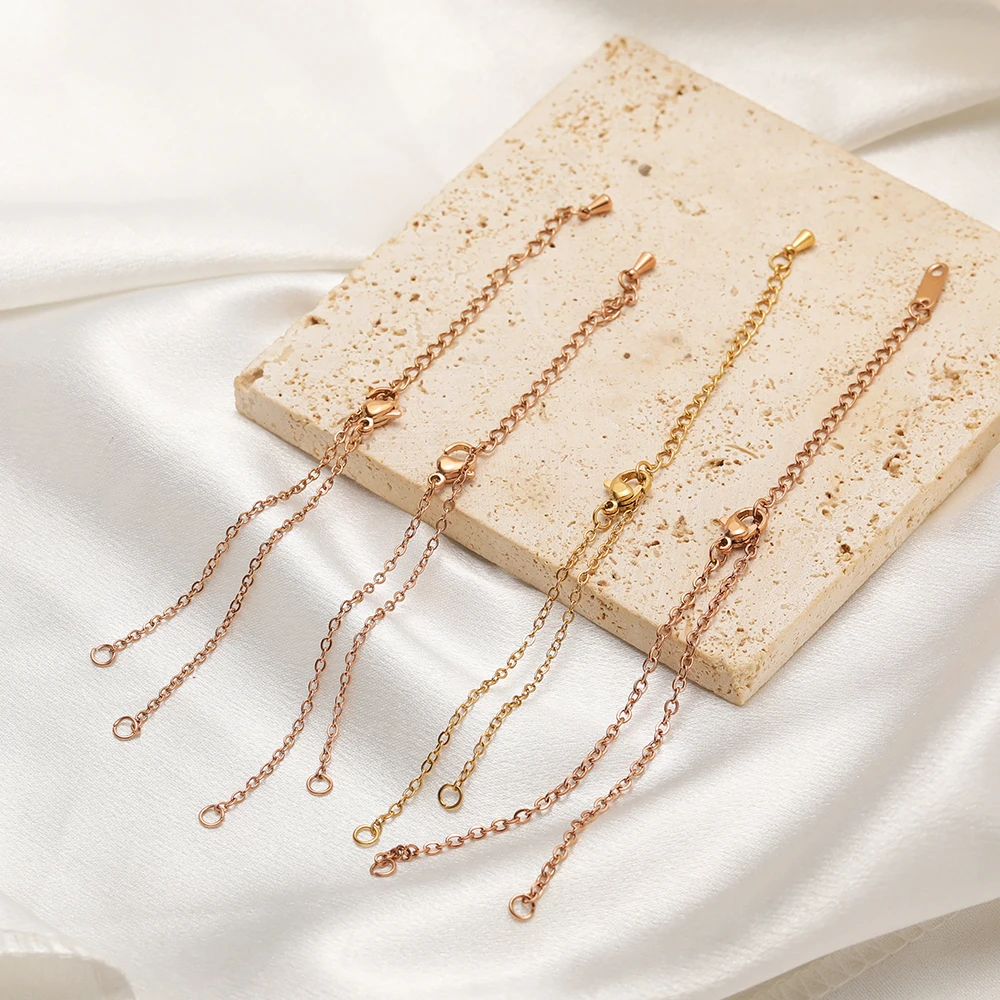 5 Stück verstellbare Edelstahl-Flachketten mit Verlängerung für DIY-Schmuckherstellung, Verbindungsstücke, Anhänger, Armbänder, Fußkettchen, Zubehör – Detail 3