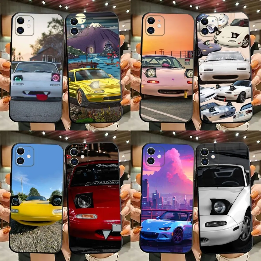 

Mx5 M-Miata Phone Case For iPhone 15,14,13,12,11,Plus,Pro Max,XS,X,XR,SE,Mini,8,7 Soft Silicone Black Cover