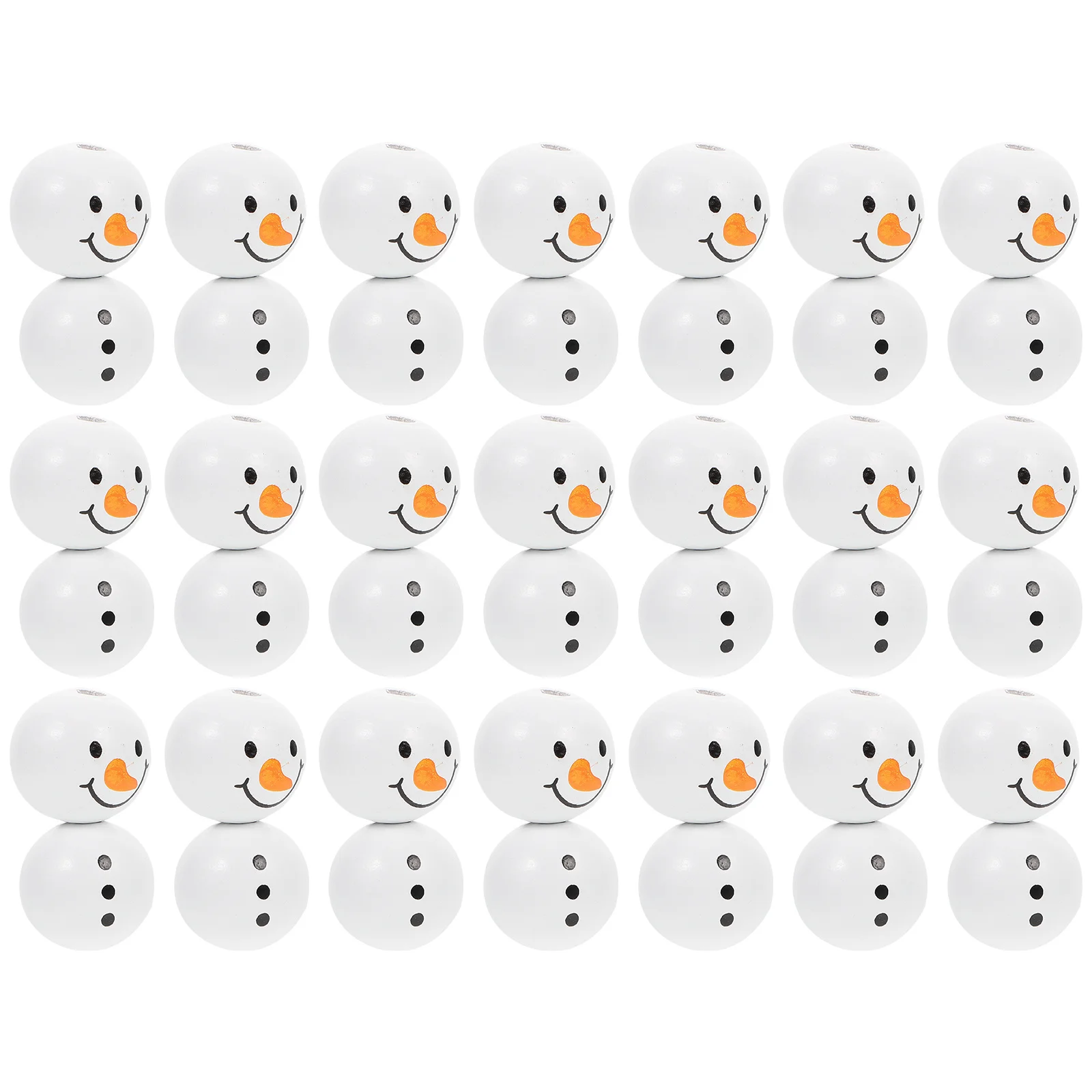 40Pcs Christmas Wooden Beads Snowman DIY Loose Beads Round Spacer Charms Decorative Jewelry Making Pendants Craft Accessories