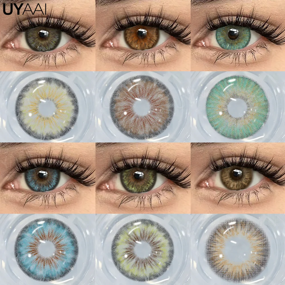 UYAAI nueva serie Cleopatra lentes de contacto cosméticos lentes de Color de ojos accesorios de mujer lentes negros maquillaje belleza lentes marrones