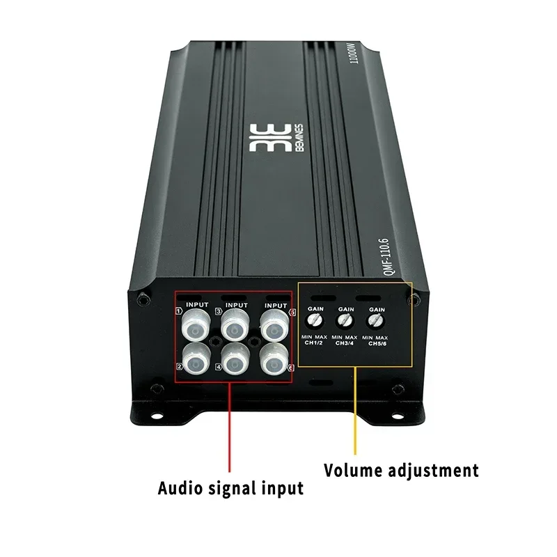 QMF-110.6 منتج جديد الاتجاه 12 فولت مضخم صوت صغير للسيارة 6 قناة أمبير إعلانات مكبر صوت للسيارة