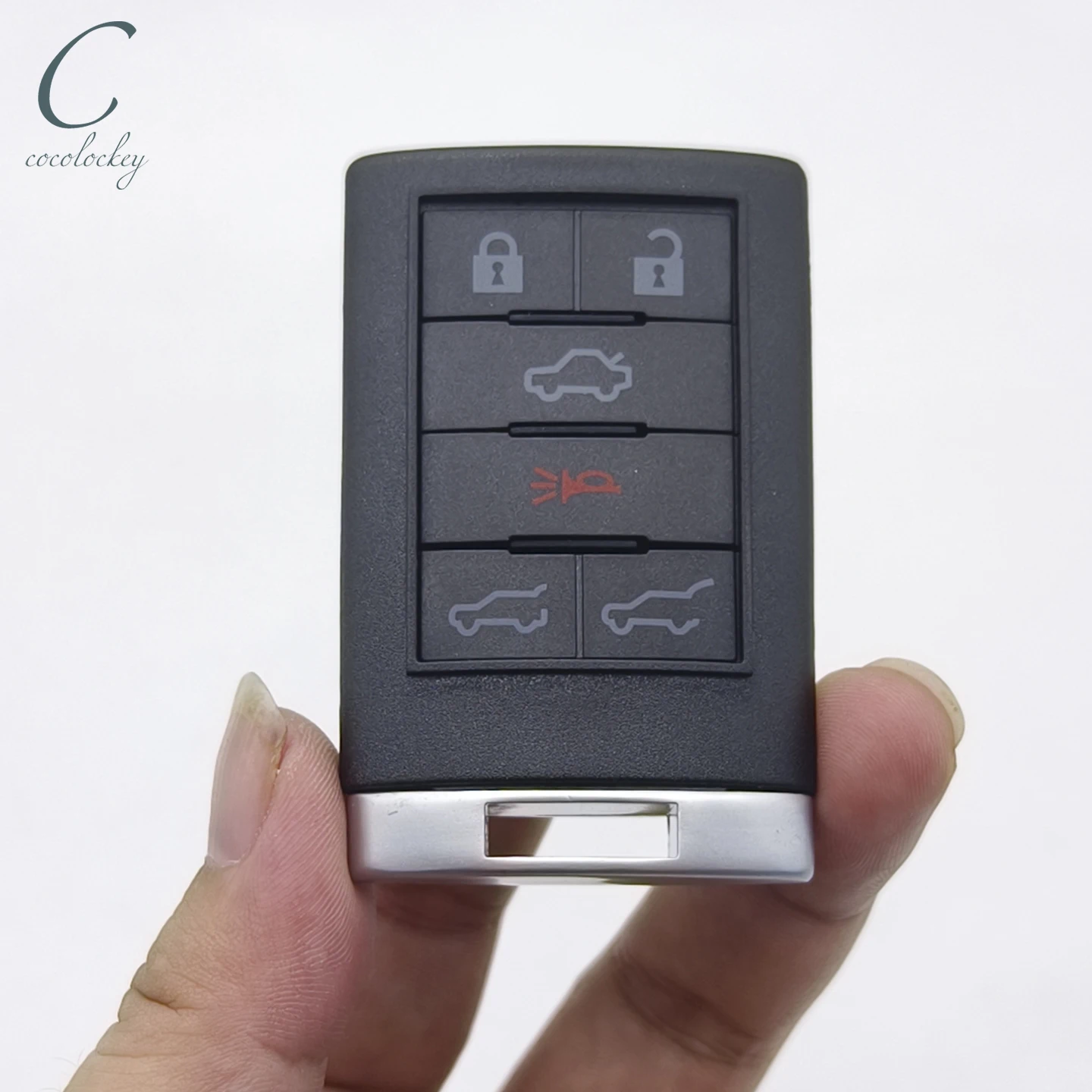 

Cocolockey Car Key Shell Fob Case 6 Button for CADILLAC Escalade SRX STS CTS DTS Smart Remote Keyless Entry Key No Key Blade