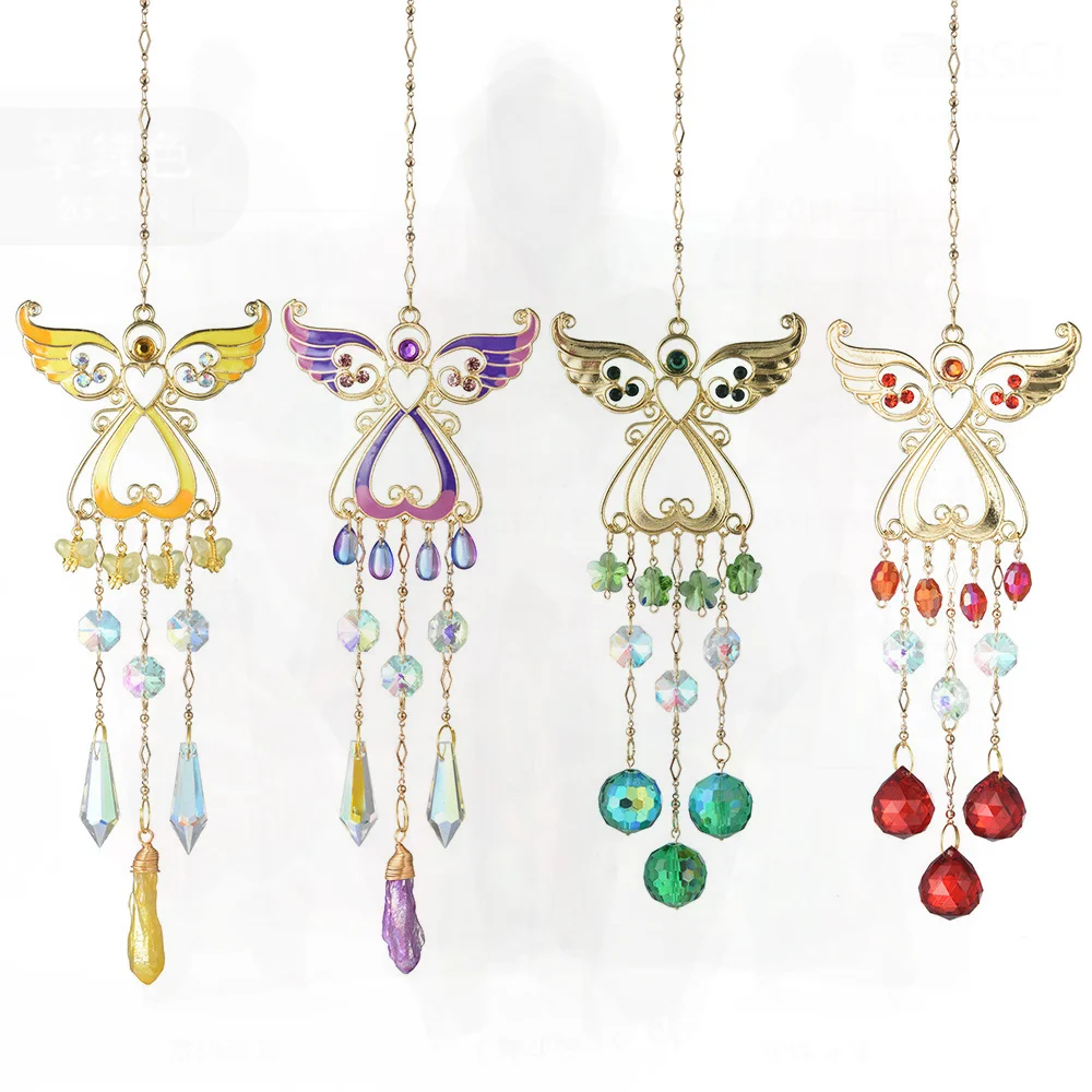 

Multi-Color Angel Crystal Sun Catcher Handmade White Crystal Jewelry for Courtyard Light Balcony Window Hanging Modern
