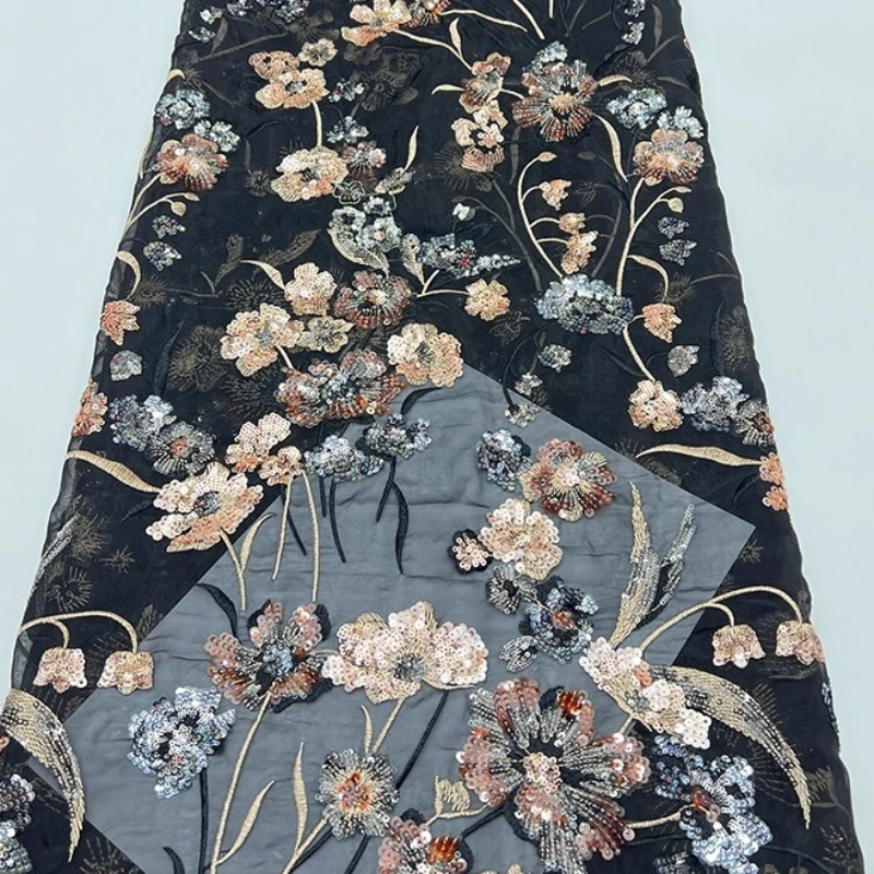Роскошная французская кружевная сетка, высококачественные африканские блестки, цветы и блестки, нигерийское кружевное платье с вышивкой.