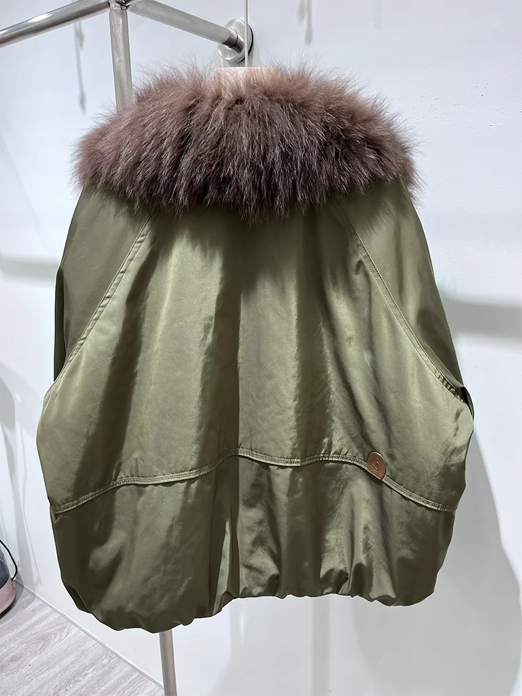 2025 Winter Warm Puffer Jackets Women Real Natural Real Fox Fur Collar Goose Down Jackets Thick Female Coats Outwear
