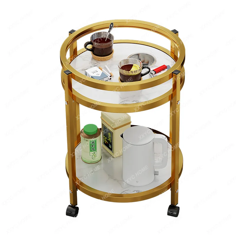 

Mahjong Table Tea Table Teaware Shelf Double-Layer round Chess Room Dedicated Ashtray Tea Table Mahjong Table Side Table