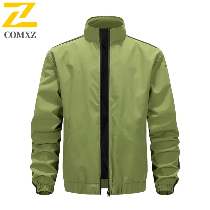 سترة COMXZ للرجال للدراجات النارية عالية الجودة بياقة واقفة للمغامرة الخارجية معطف مقاوم للرياح بلون سادة ملابس خريفية خفيفة للمشي لمسافات طويلة #4