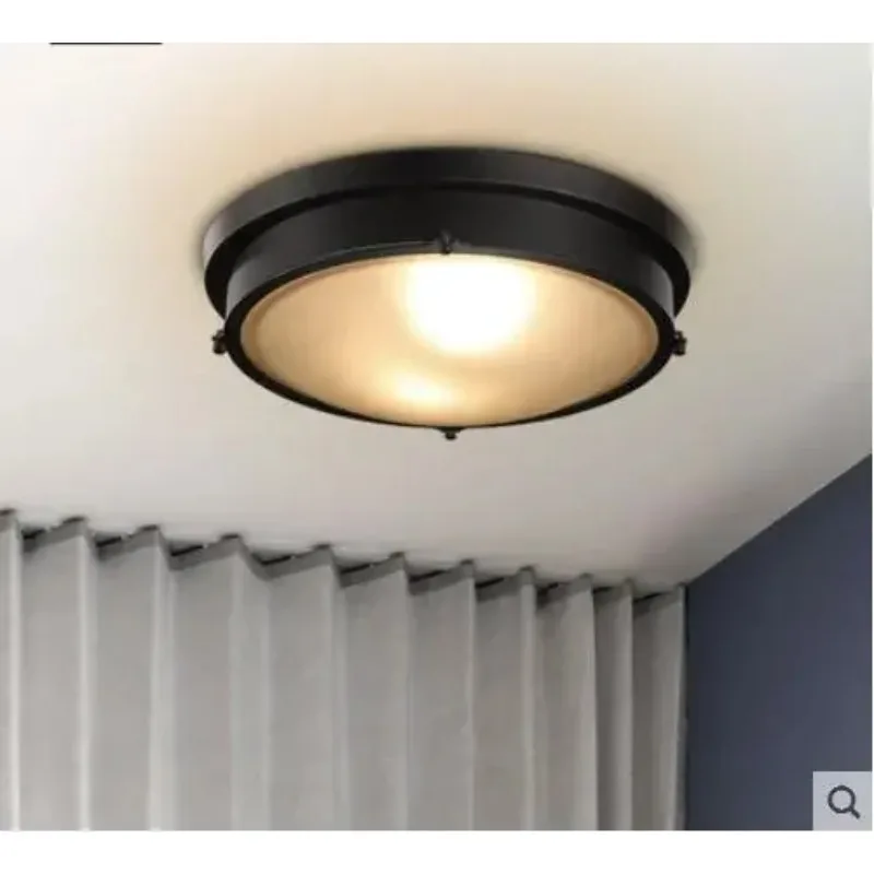 Retro industrial loft American country glass round led light wrought iron aisle bedroom balcony