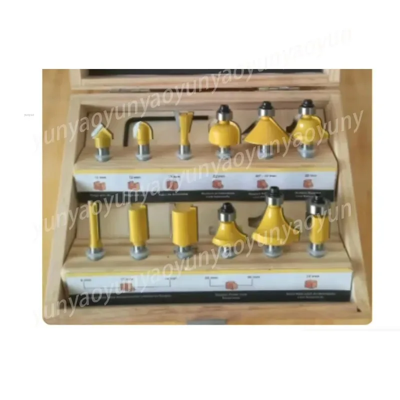 Router Bits Set 1/4 6.35mm 8mm 12.7mm 1/2 for Engraving Trimmer 12 15 24 35pcs High Hardness