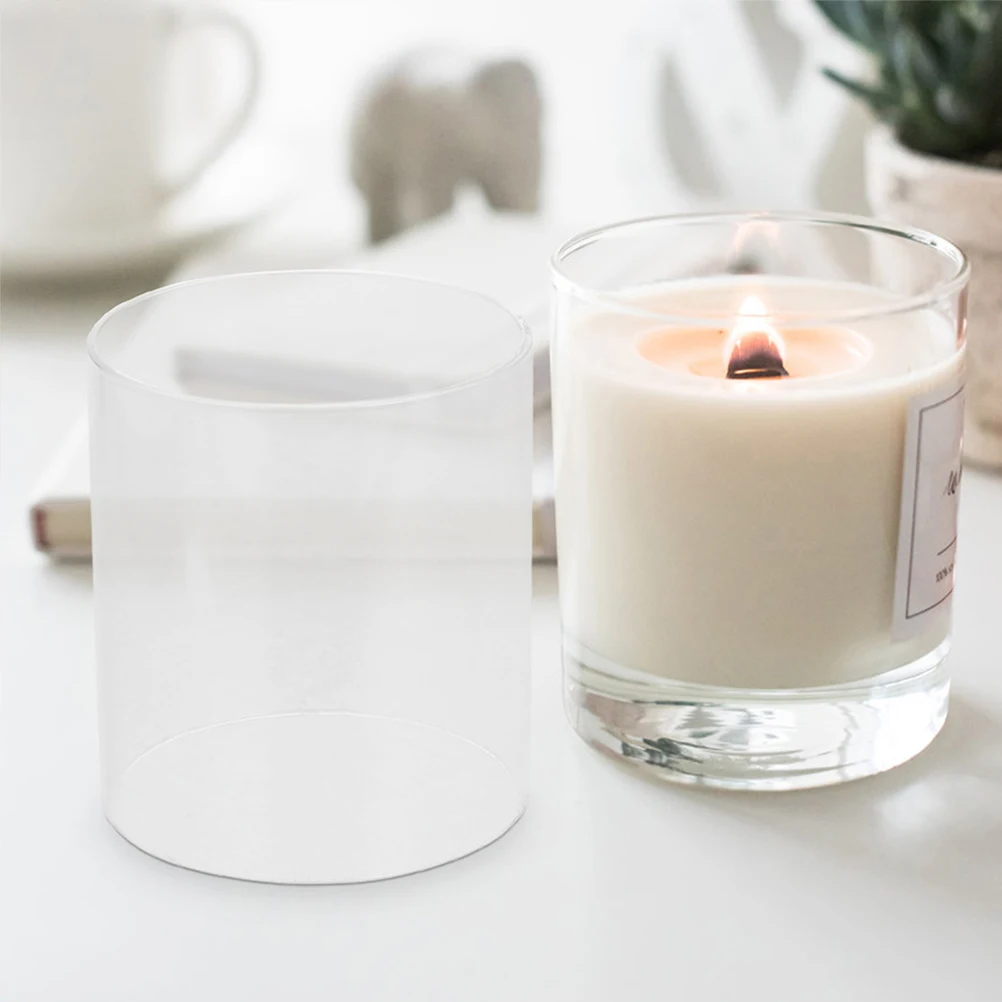 

Glass Hurricane Candleholder Clear Chimney Shade Tube Protective Cover for DIY Decorative Centerpiece Ambient Lighting