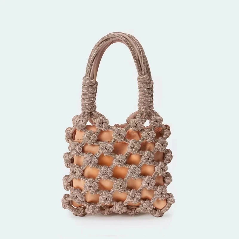 

Chinese Style Woven Hollow Bags Custom Fashion Hand-crocheted Thread Mesh Handmade High-quality Bling Women's Handbag