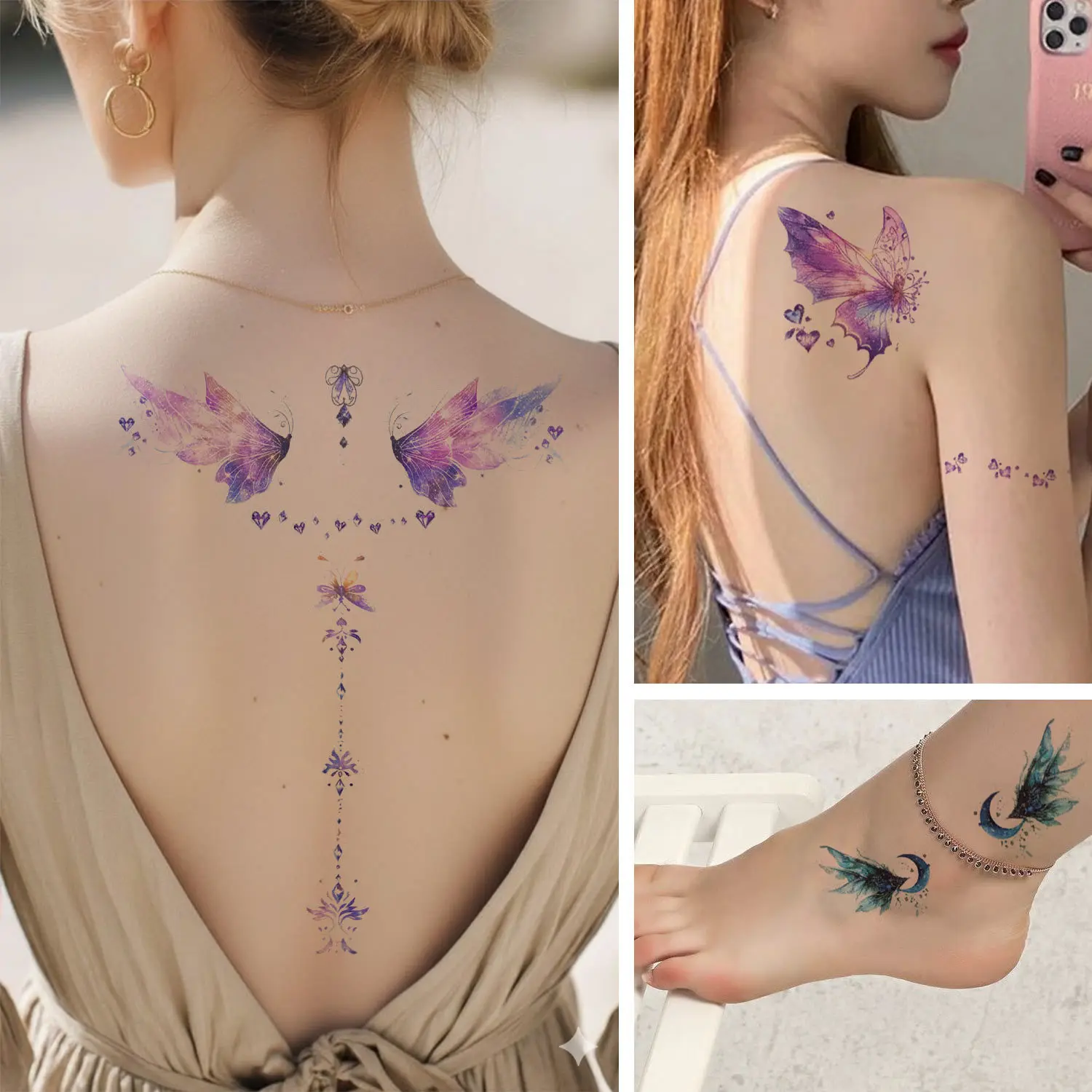 Glitter Angel Face Stickers Colorful Waterproof Non Toxic Temporary Tattoo for Festival Eye Corner Decoration Elegant - view 4
