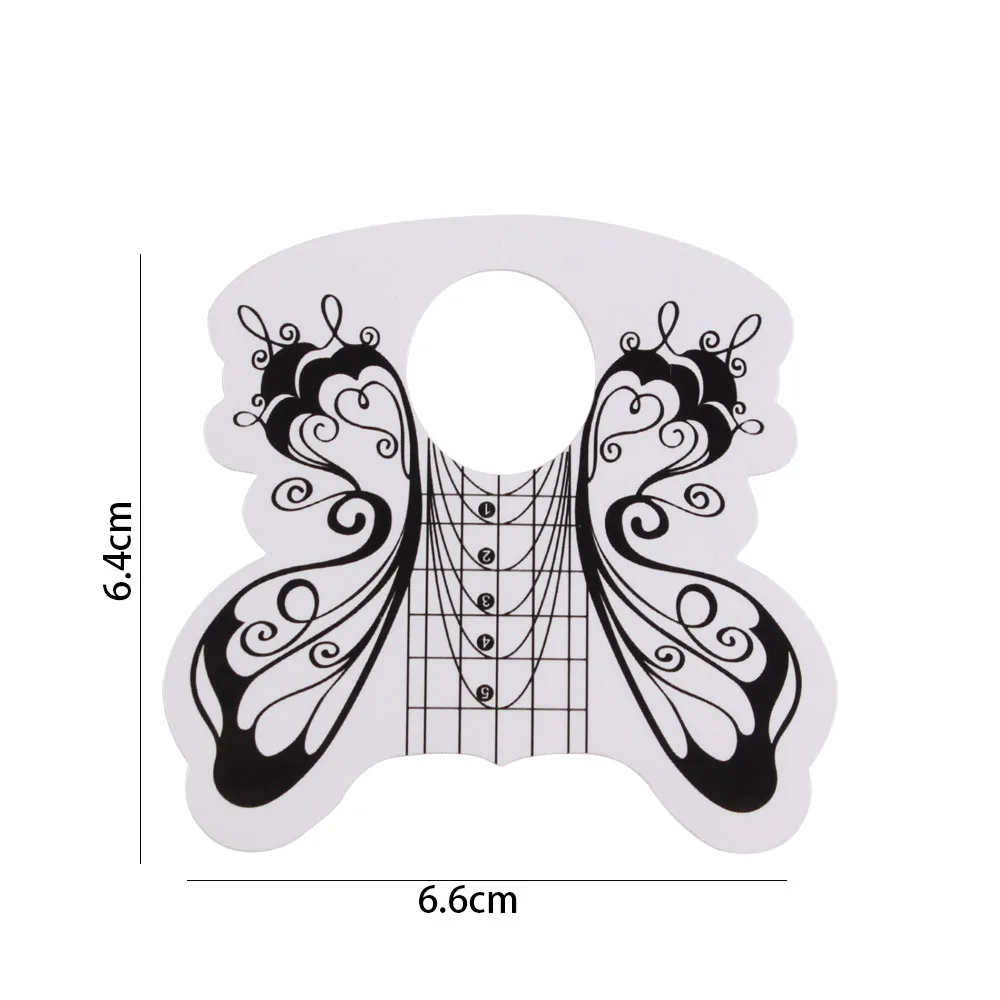 Finger Angel 50/100/500PCS Nail Forms Nail Art Guide Paper White Butterfly Nails Gel UV Extension French DIY Manicure Tool