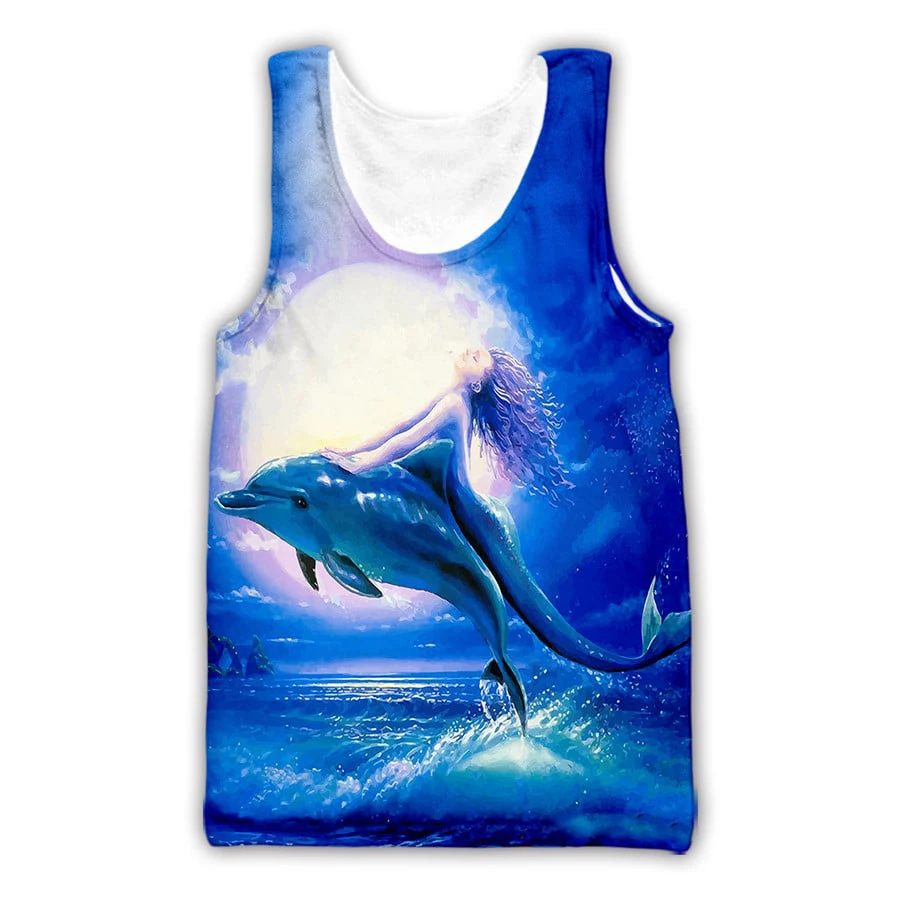Summer Dolphin Tank Tops Animal 3D Print Men's Women Oversized Fitness Gym Vest Streetwear Sport Sleeveless Tops Men Clothing