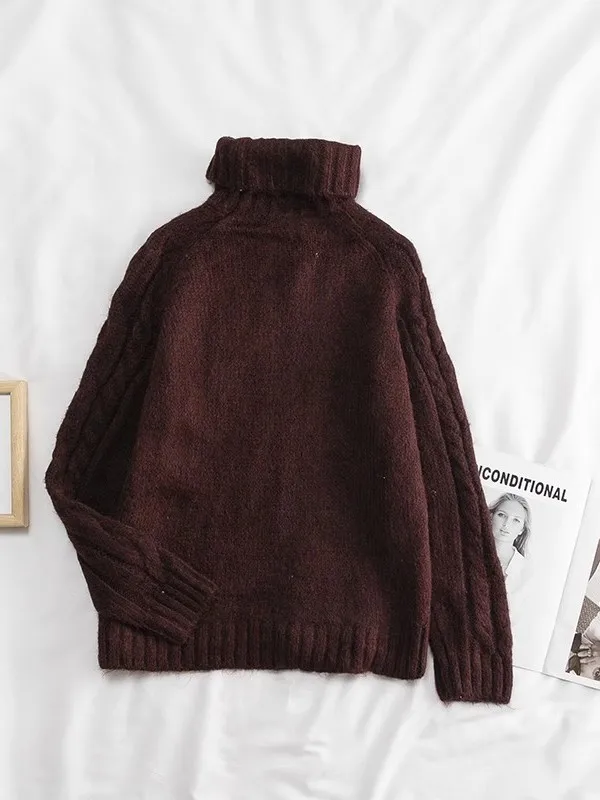 Maglione lavorato a maglia a collo alto da donna Thiened ort Sle sciolto Autunno Inverno Abbigliamento interno Casual Confortevole fibra di poliestere