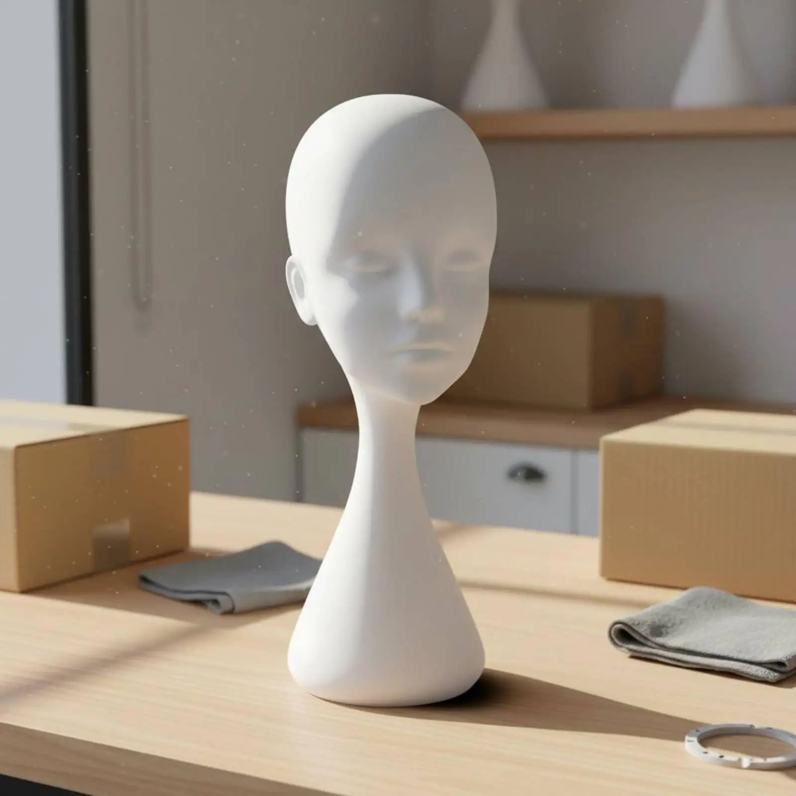 White Plastic Wig Display Bust Mannequin Head for Cosplay Hairpiece Hat Organizer Salon Fixture