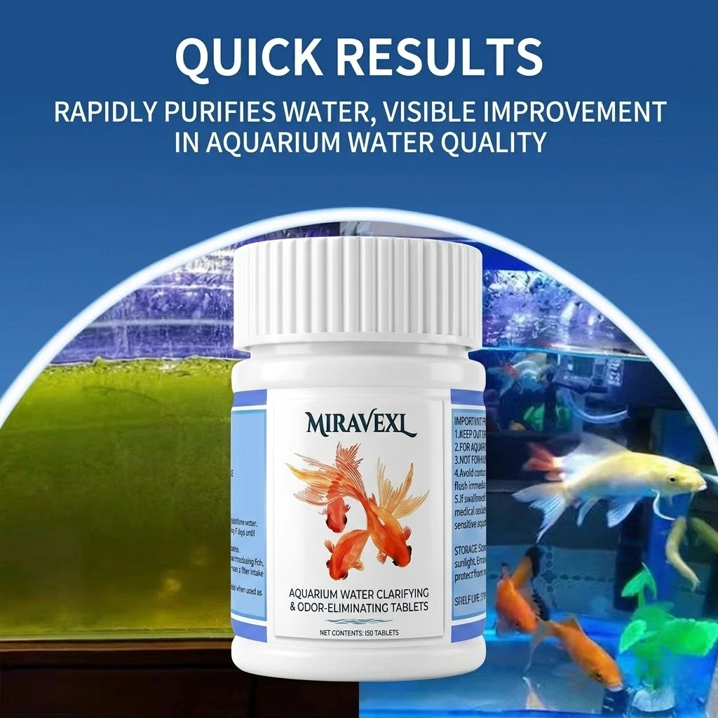 MIRAVEXL Aquarium Water Clarifying and Odor-Eliminating Tablets, 150 Count, for Crystal Clear Tanks.