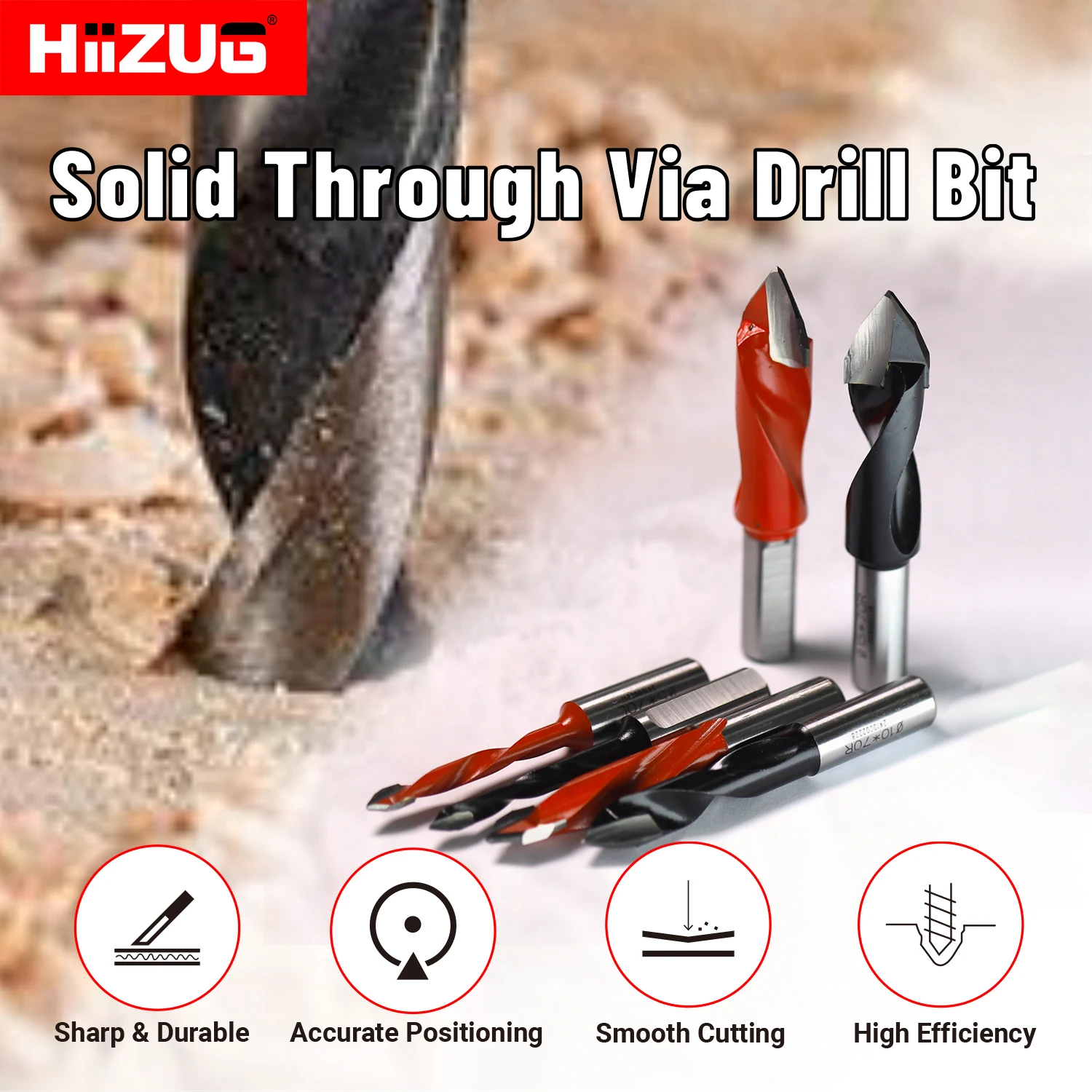 

10mm Shank TCT Through Via Drill Bits 5mm/10mm/15mm L /R Rotation for Woodworking Drilling Hole Wood Drill Bit, 1Pcs/1Set