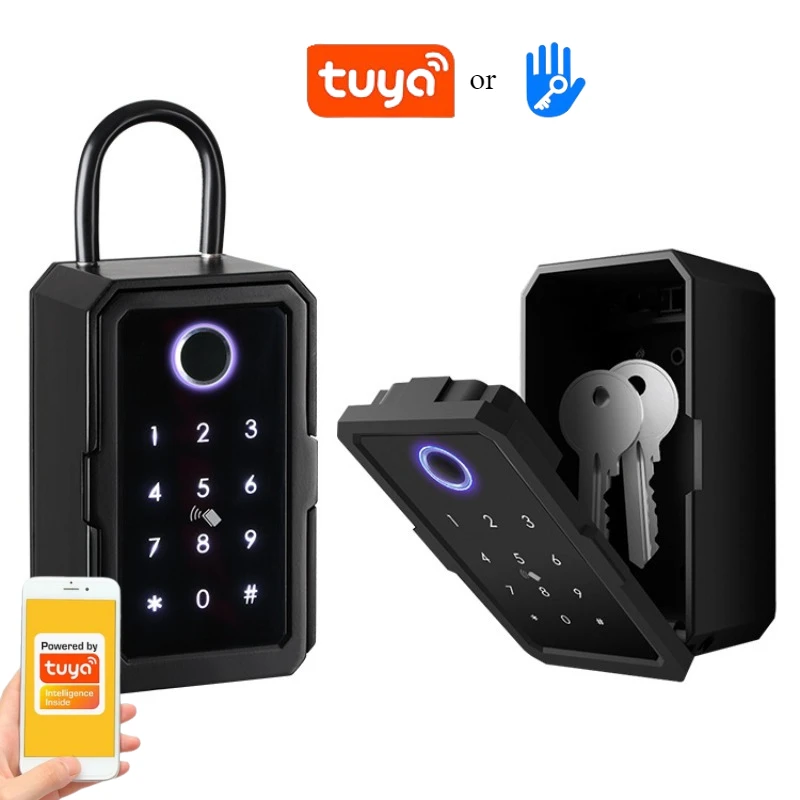 TTLOCK/Tuya BLE Smart Lock Box with Fingerprint Password IC Card APP Remote Unlocking Key Box Outdoor Waterproof Key Box