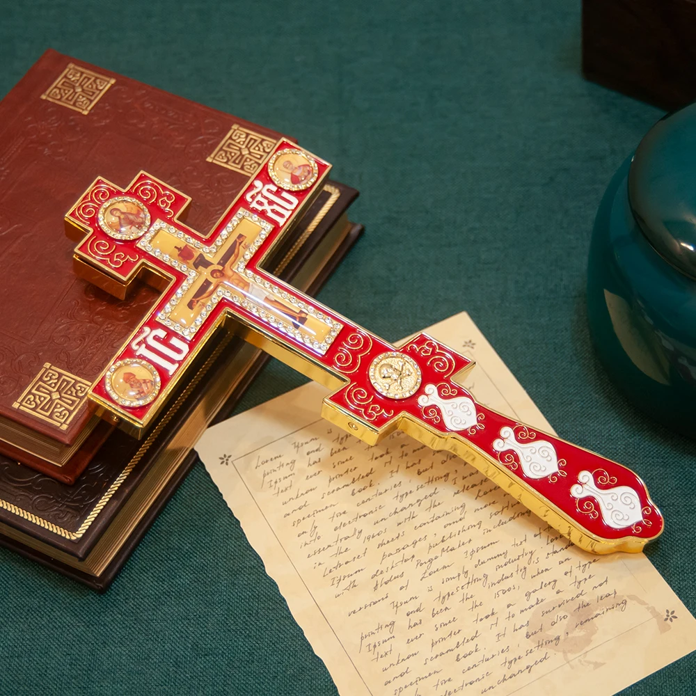 HTISOK Prächtiges Orthodoxes Griechisches Segenskreuz für Kirchendekoration und den persönlichen Gebrauch – Detail 1