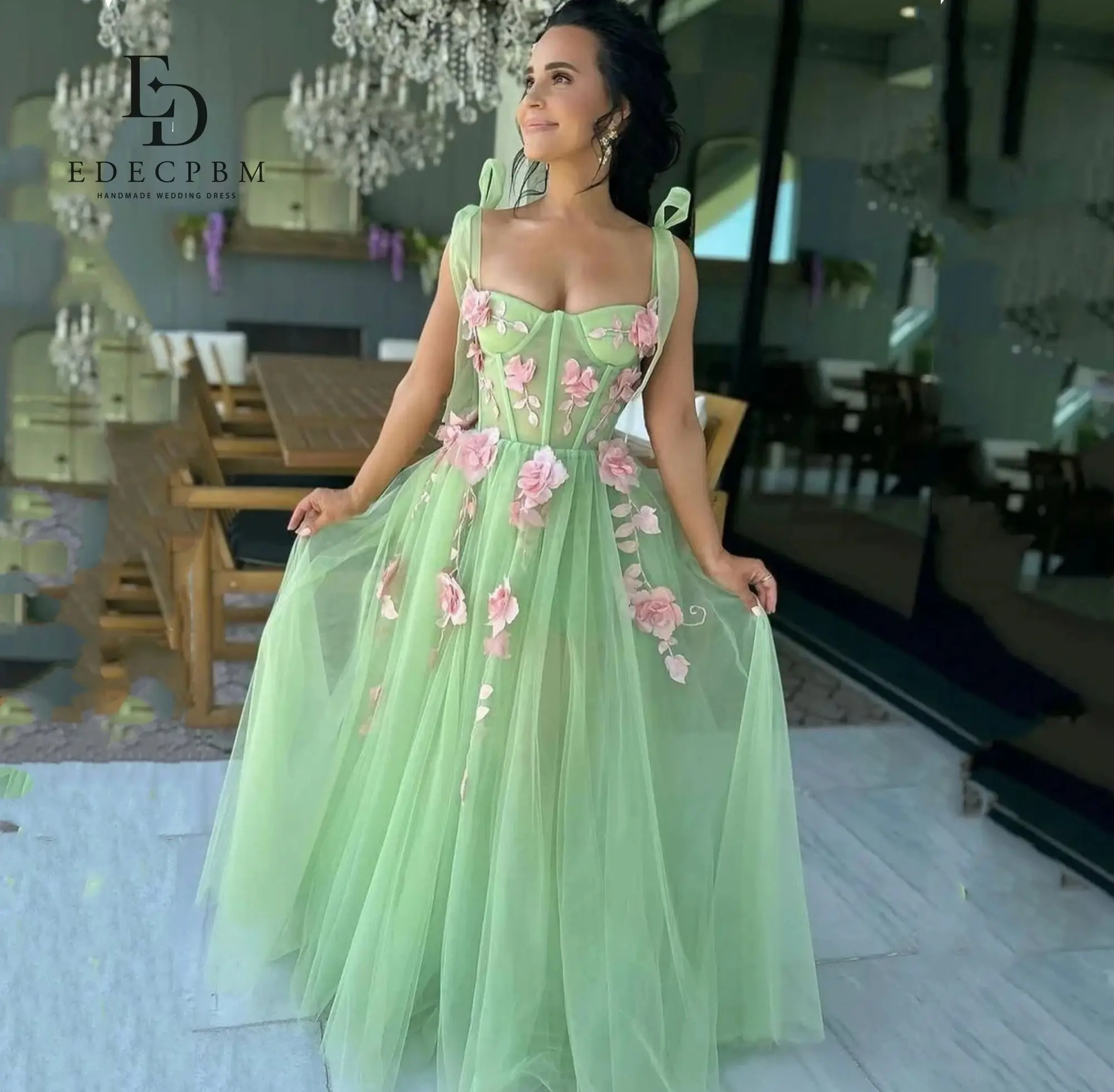 فستان حفلات مخصص EDECPBM بعمر 15 عامًا فستان Quinceanera جديد في الفساتين للمناسبات الخاصة فستان سهرة مزين بالزهور