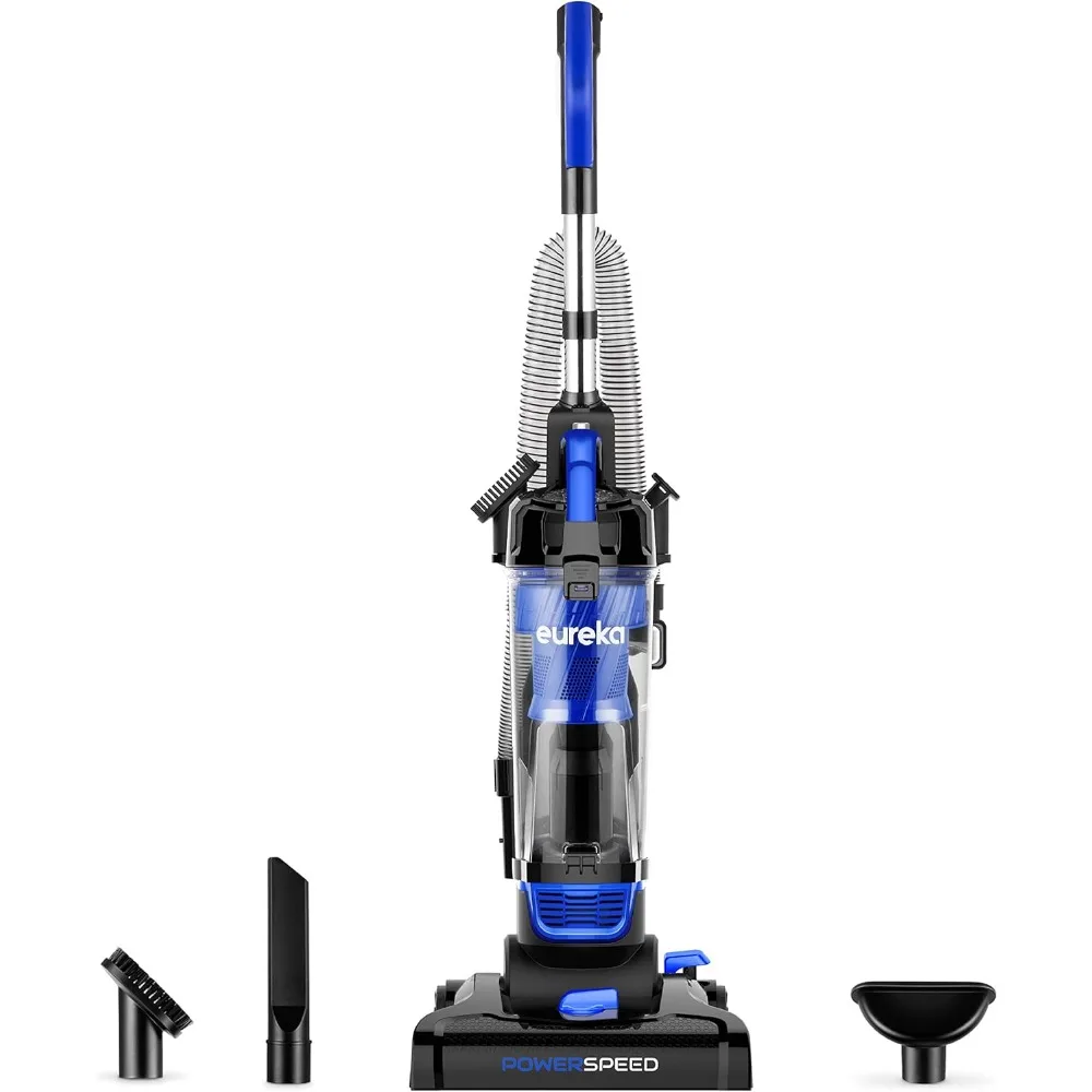 Lightweight Powerful Upright Vacuum Cleaner, for Carpet and Hard Floor, Upgraded Cyclone System, 5 Height Settings, Blue/Black